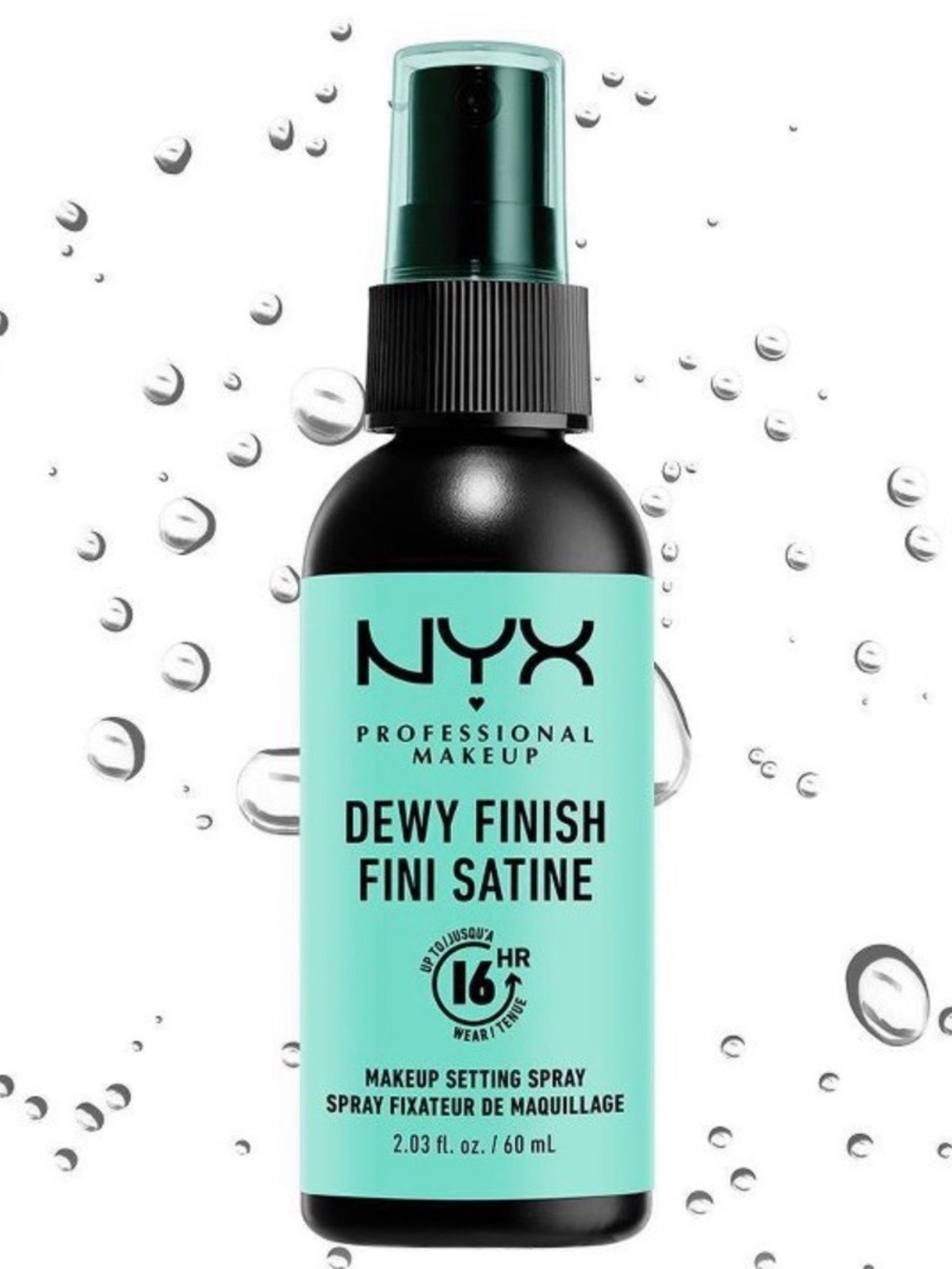 NYX Professional Makeup setting spray provides a dewy finish